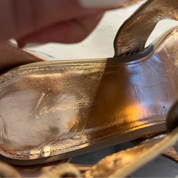 Taupe Platform Sandals / Open Toed Wedge Heels, Lane Bryant Size 12 W - Picture 9 of 13